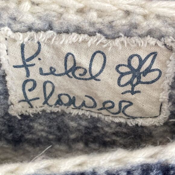 Field Flower Anthropologie Cream & Navy Sweater Alpaca blend S Boho Cottage Core - Picture 9 of 12